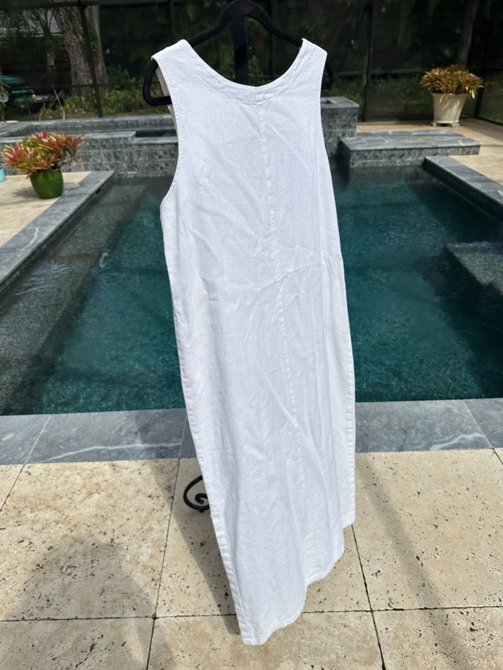 Norton Mcnaughton White Sleeveless Maxi Dress Classic Modern LG Linen Blend - Picture 9 of 10